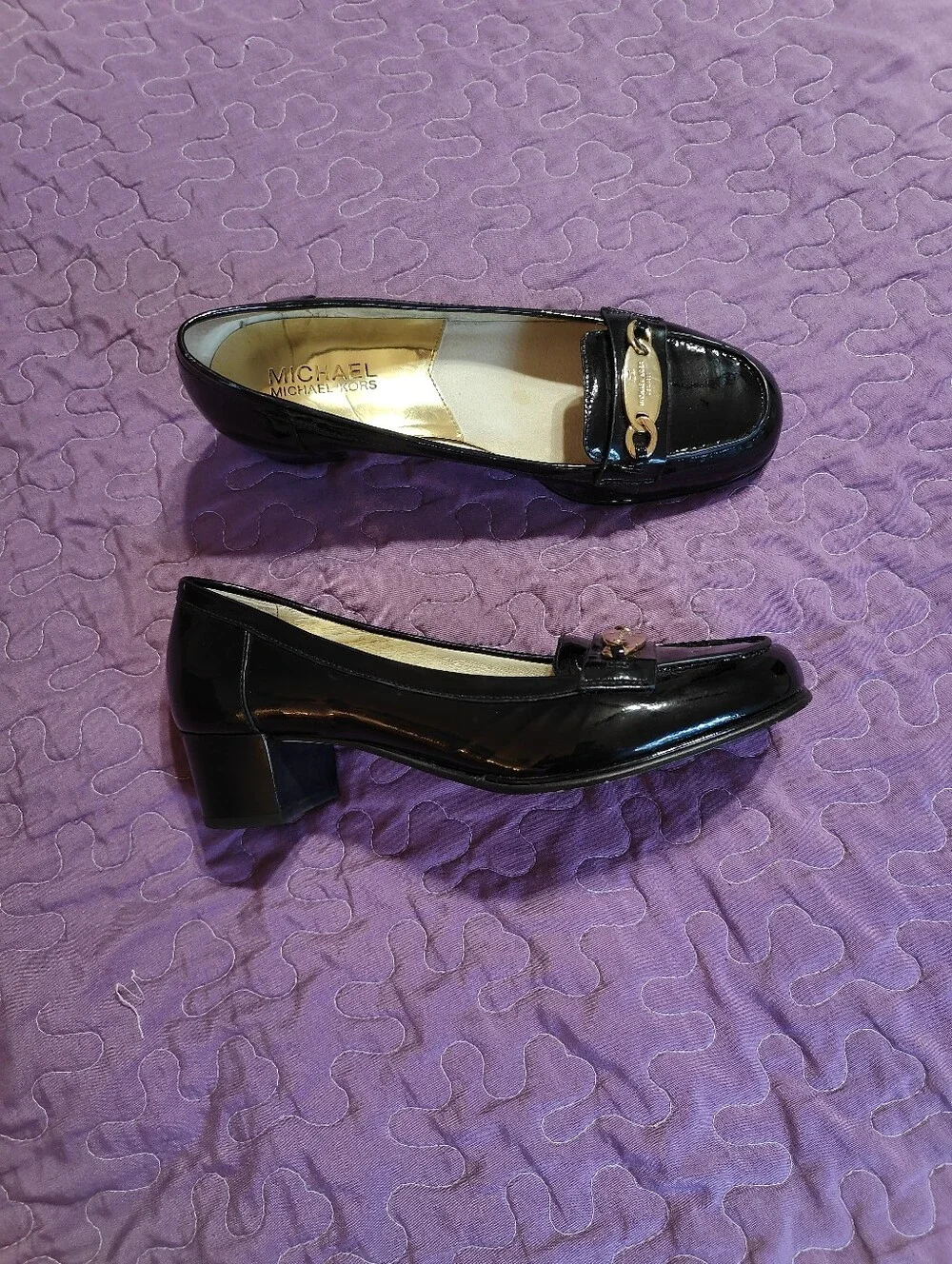 Michael Kors Lainey Black Patent Leather Loafers Size 6.5